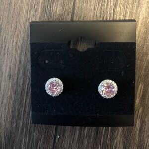 Pink moissanite, 2 carats each 925 sterling silver pushback earrings